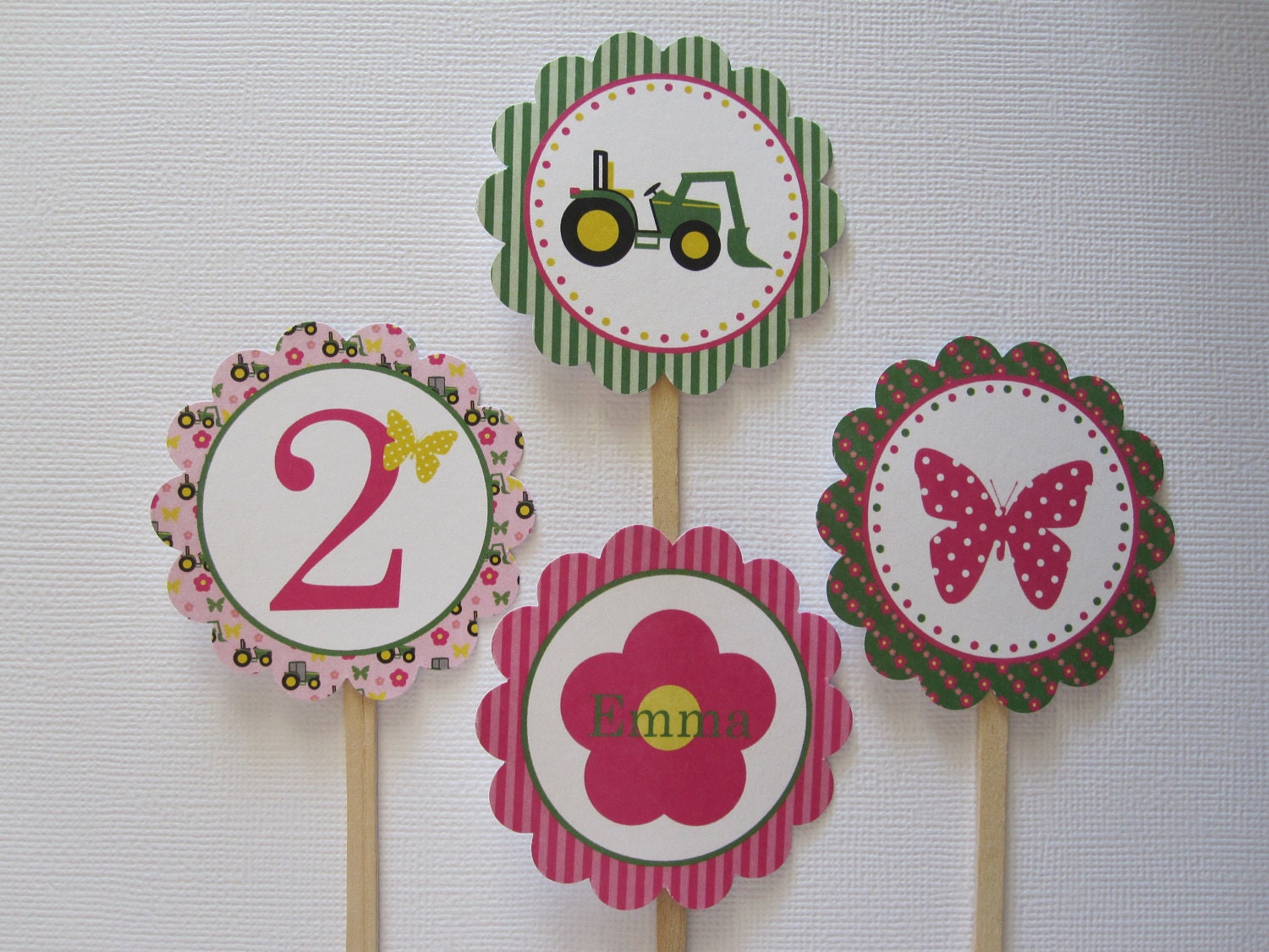 12 Personalized Little Miss Deere Cupcake Toppers Il_570xn