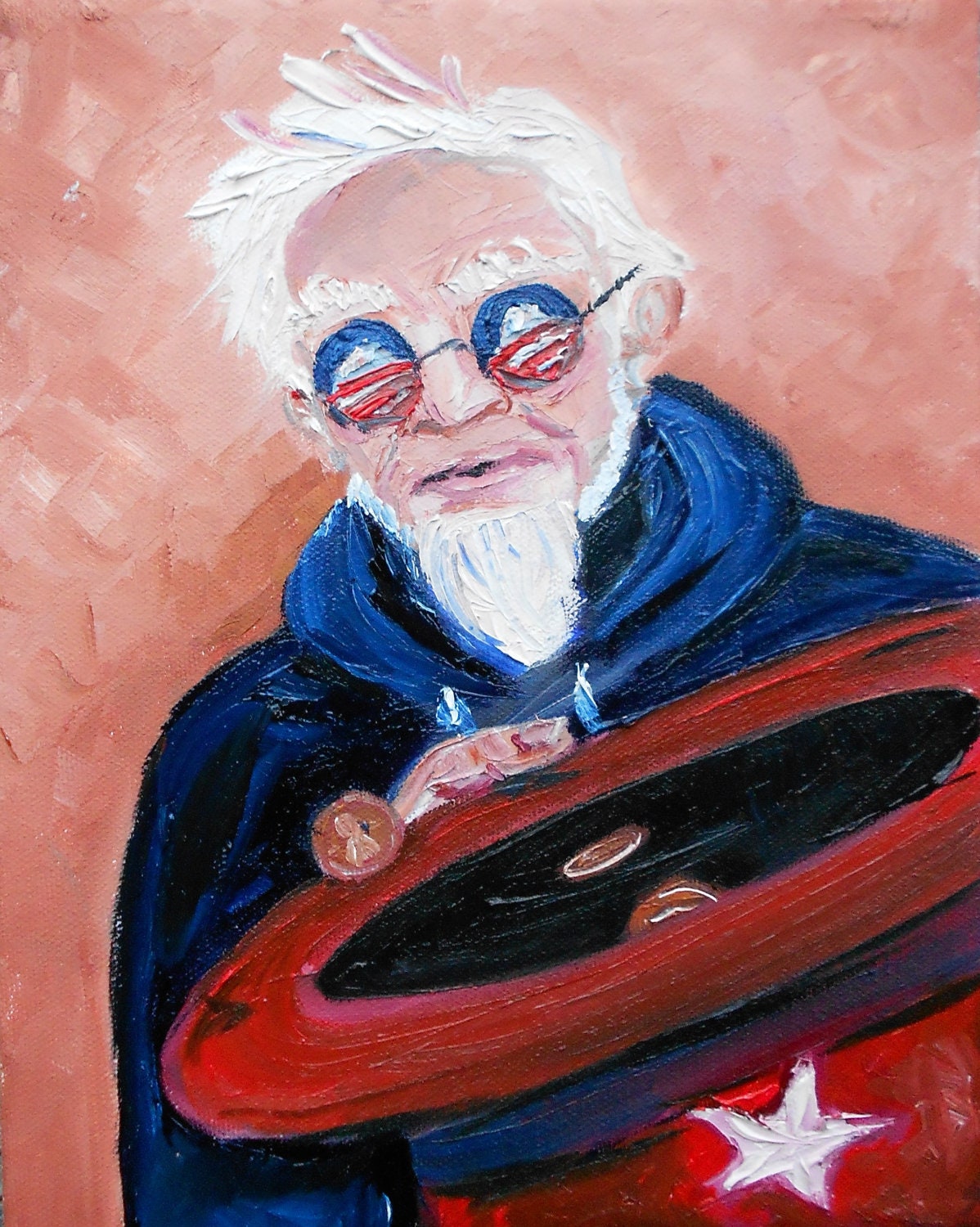 Obama 's Uncle Sam Original Oil Painting Folk Art politics election 2012