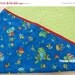 Children's COTTON PILLOWCASE, blue, green, frogs and bugs