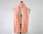 Peach scarf crochet lace , pastel scarf , long scarf
