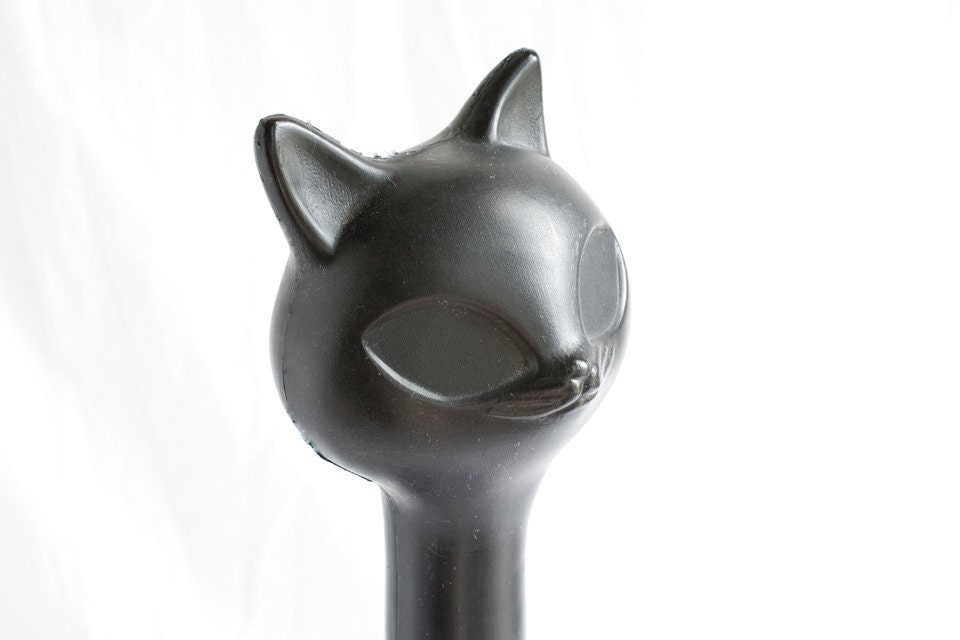 Vintage Black Cat Bottle, 1960s, Plastic Shampoo Bottle, 14 Inches Tall