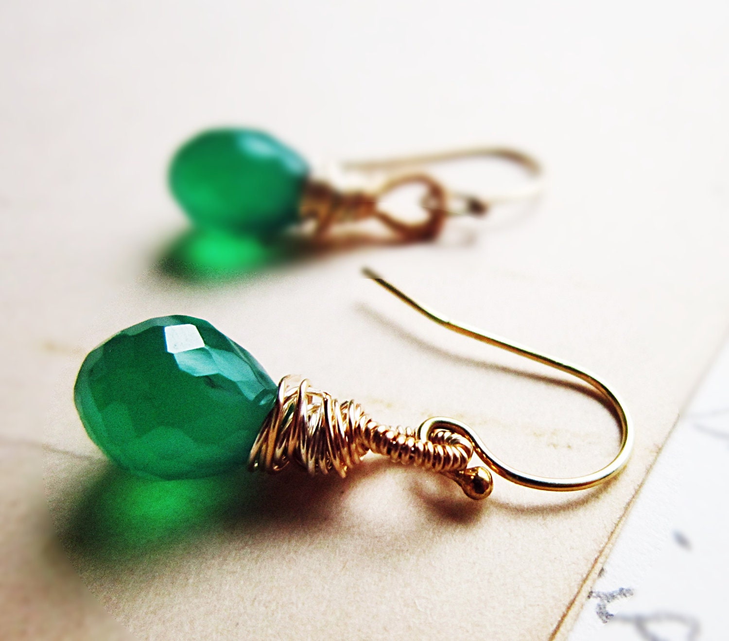 Cyber Monday Black Friday Etsy Sale Teal Chalcedony Earrings Wire wrapped Gold and Silver Green Chalcedony