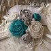 Turquoise HEADBAND-- Turquoise Hair Clips--Vintage headbands-vintage head band-Rosette Headbands--Fabric Flower Headbands-Photoprops