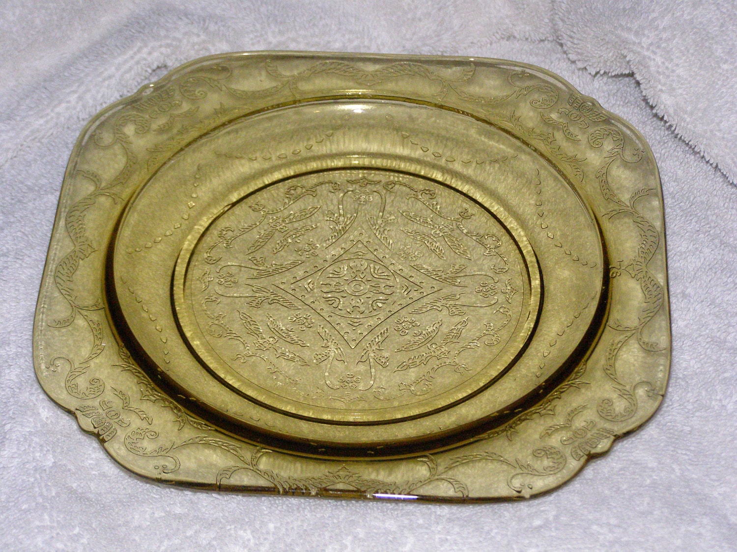 Vintage Madrid Depression Glass Yellow Amber Salad by parkie2