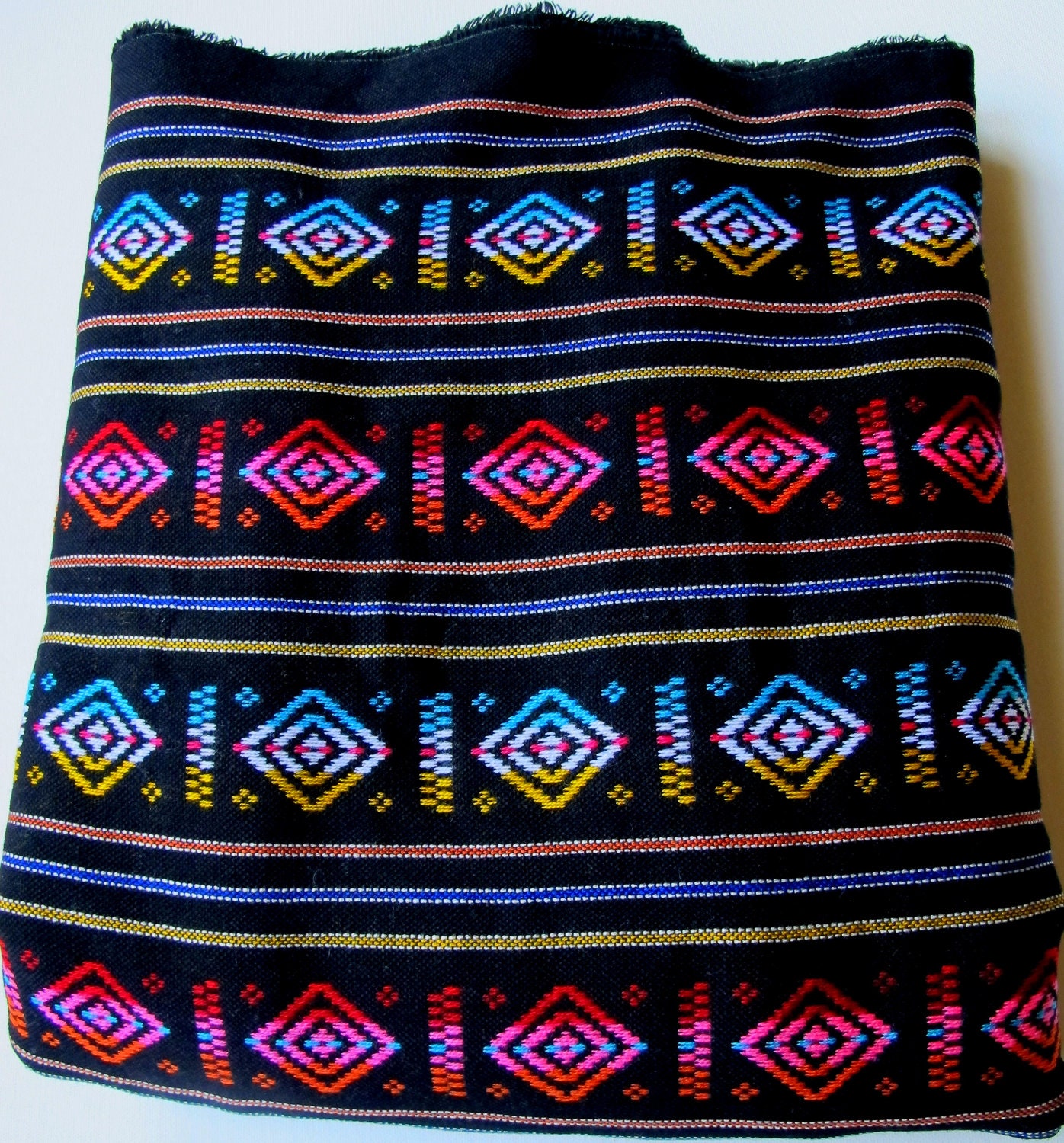 Mexican Fabric Black geometric  31" width by one yard