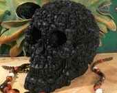 Big BLACK Skull Of Skulls Beeswax Skull Candle