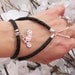 Genuine Braided Leather Slave Bracelet Ring with Sterling Silver plated Motorcycle Charm. Harley Davidson themed Adjustable Bracelet