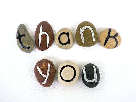 5 Magnets Custom Letters or Thank You Quote, Beach Pebbles, Inspirational Words, Gift Ideas, Sea Stones, Rocks