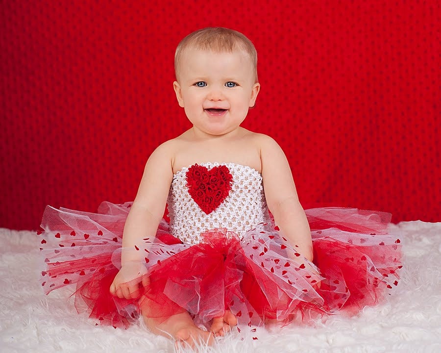 Valentine's Day tutu Dress Red chiffon heart by BowPeepsAndMore