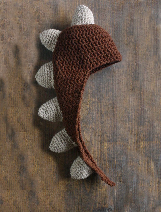 Newborn Dinosaur Blue and Green Spikes Tail Crochet Hat 0-12 Months