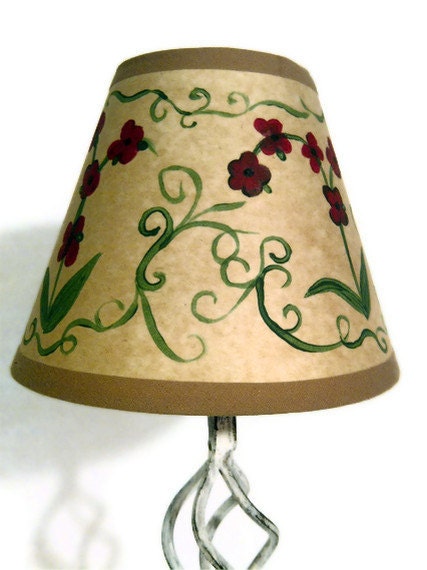 hand painted floral lamp shade, flower lamp shade, 'skinny lamp' shade