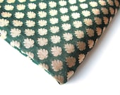 India silk brocade dark green gold flower fabric nr 71 fat quarter - SilksByUmf