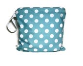 Aqua blue polka dot wet bag swim suit pool beach bathing summer bag waterproof small cloth diaper baby summer baby blue