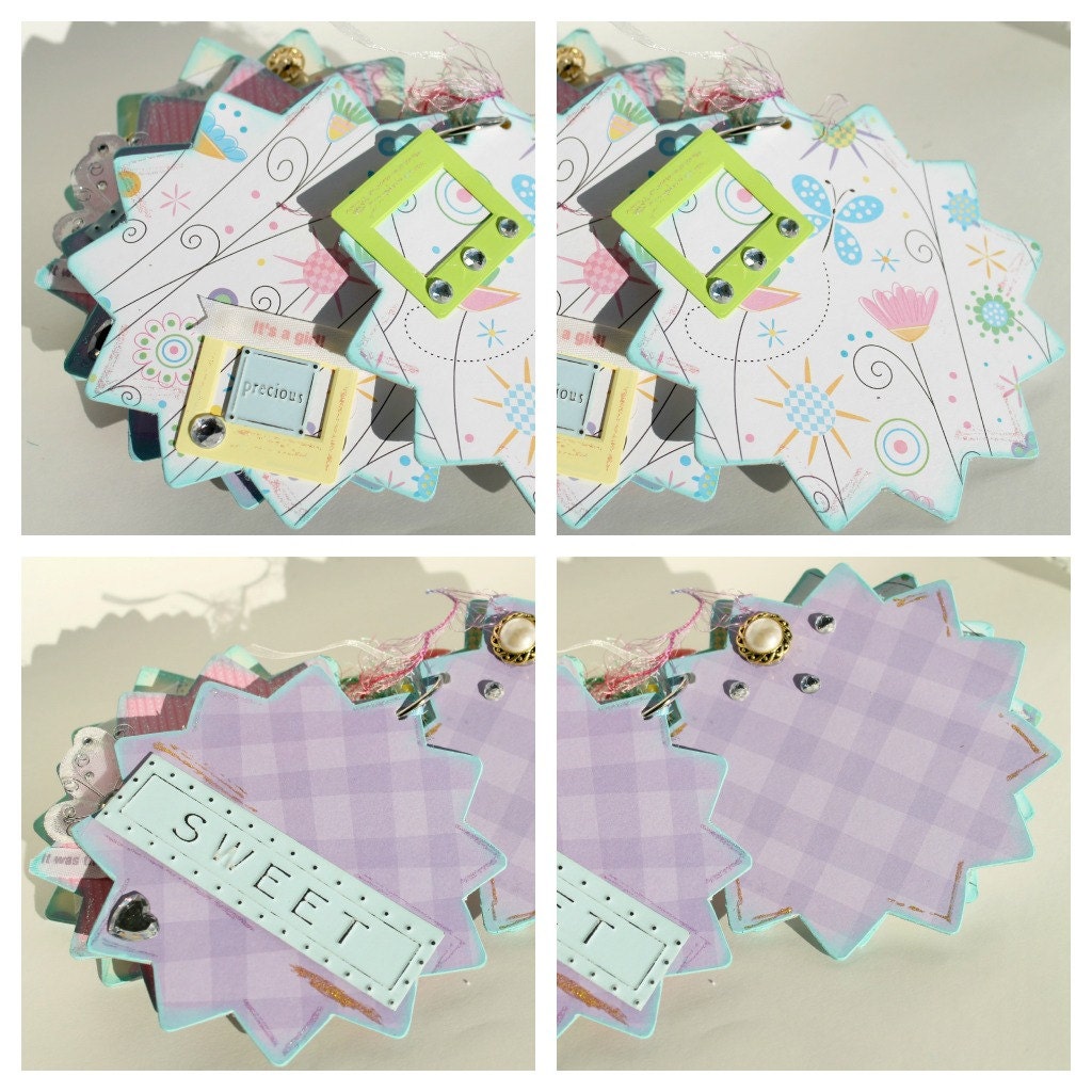 Baby Girl Scrapbook Album, Photo Journal, Altered Journal, Memory Book, ASSEMBLED and Ready for Your Photos