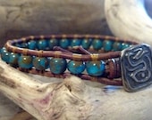 Leather Wrap Bracelet, Aqua White Picasso, Chan Luu Inspired