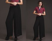 Vintage 90s PLEATED Ultra Wide Leg PALAZZO Pants // Sheer Black // 60s 20s Vibe