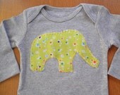 Elephant Applique on White Bodysuit