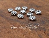 Sterling Silver Bali Style Daisy Spacer Beads 5mm - 10 Beads - S0006