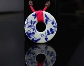 Vingtage style Ceramic necklace Porcelain jewelry Pendant jewelry, unisex, oriental style, purely china chinese jewelry