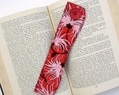 Red Retro Bookmark, Floral Bookmarker, Red, White