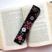 Black and Pink Floral Bookmark, Fabric Bookmark