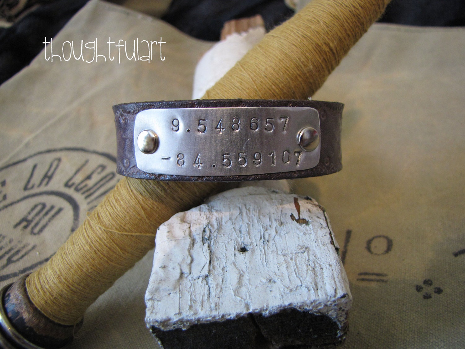Custom Longitude & Latitude Coordinates - Leather Cuff