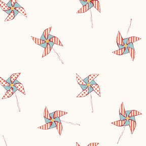 Michael Miller Fabric - SARAH JANE - Children at Play Collection - Pinwheels in Cream (1 Yard)