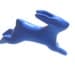 Little hopping bunny rabbit sparkling blue OOAK hand made sculpture decoration polymer clay Easter