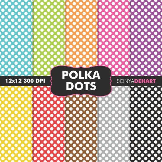 Digital Scrapbooking Printable Paper Pattern Pack Polka Dots Instant Download Il_570xn