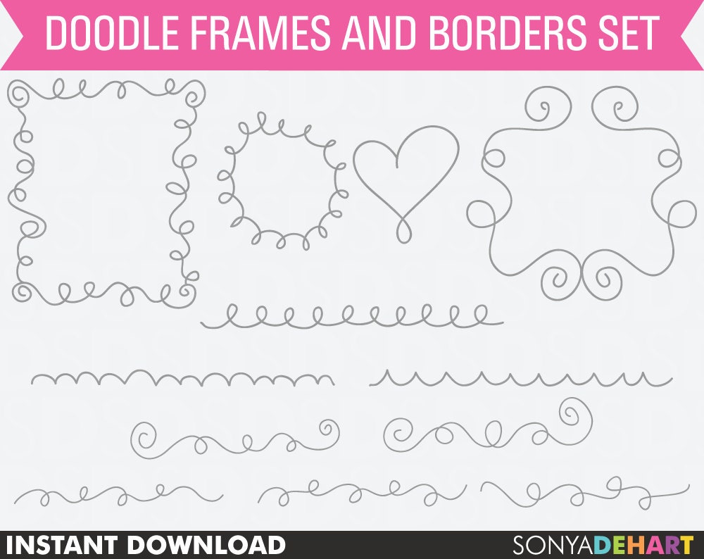 Buy 2 Get 1 FREE Clip Art Doodle Swirl Flourish Frames Flourishes Flourish Border Label Instant Download Il_570xn