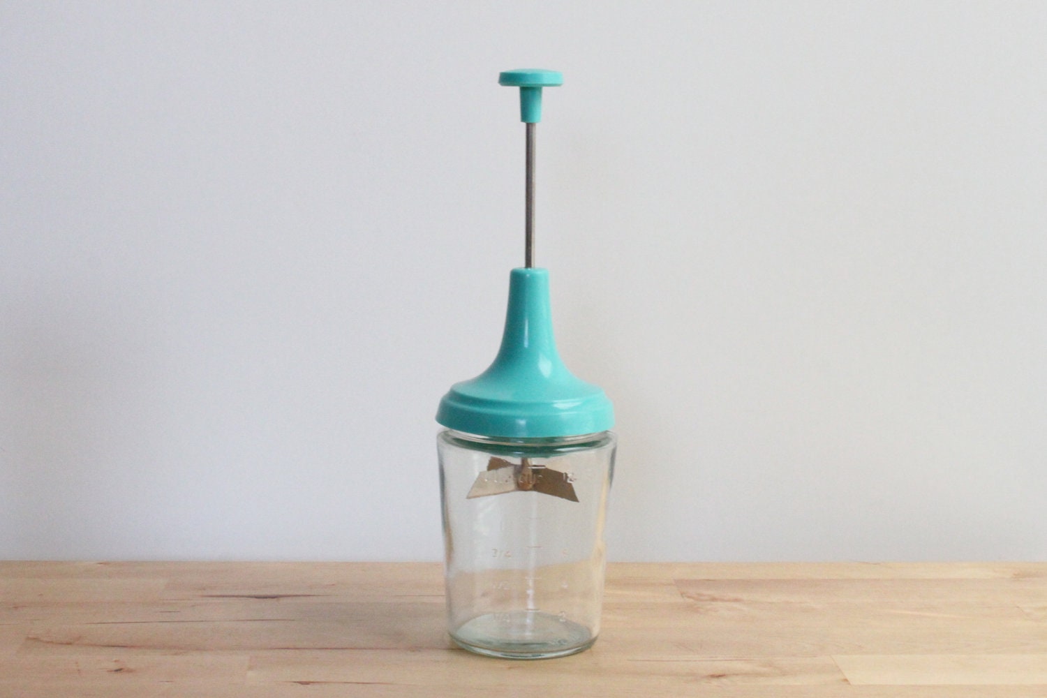 Turquoise Slap Chop Vegetable Chopper - Retro Aqua Glass Kitchen Appliance