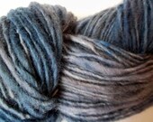 Sharkbait - 200 yards 7 oz - handspun aran weight Romney - handpainted blues, grays  and deep plum