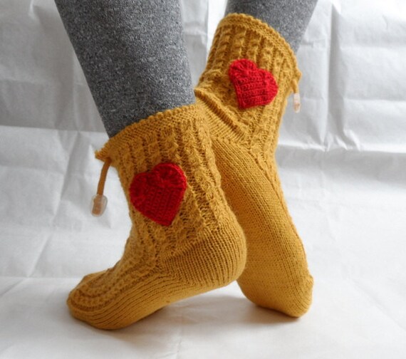 Mustard Yellow Slipper Socks Christmas Gift