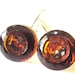 Vintage glass 2-hole button earrings, ROOT BEER, amber colored glass