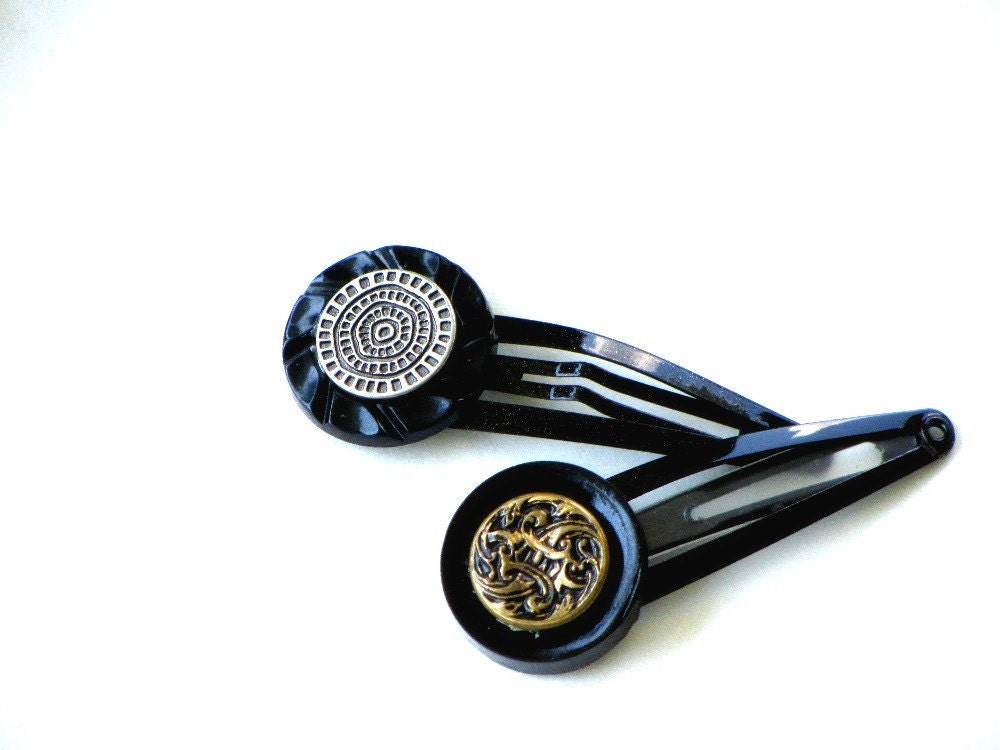Hair Snap Clips Black Silver Gold Back To School Hair Jewelry