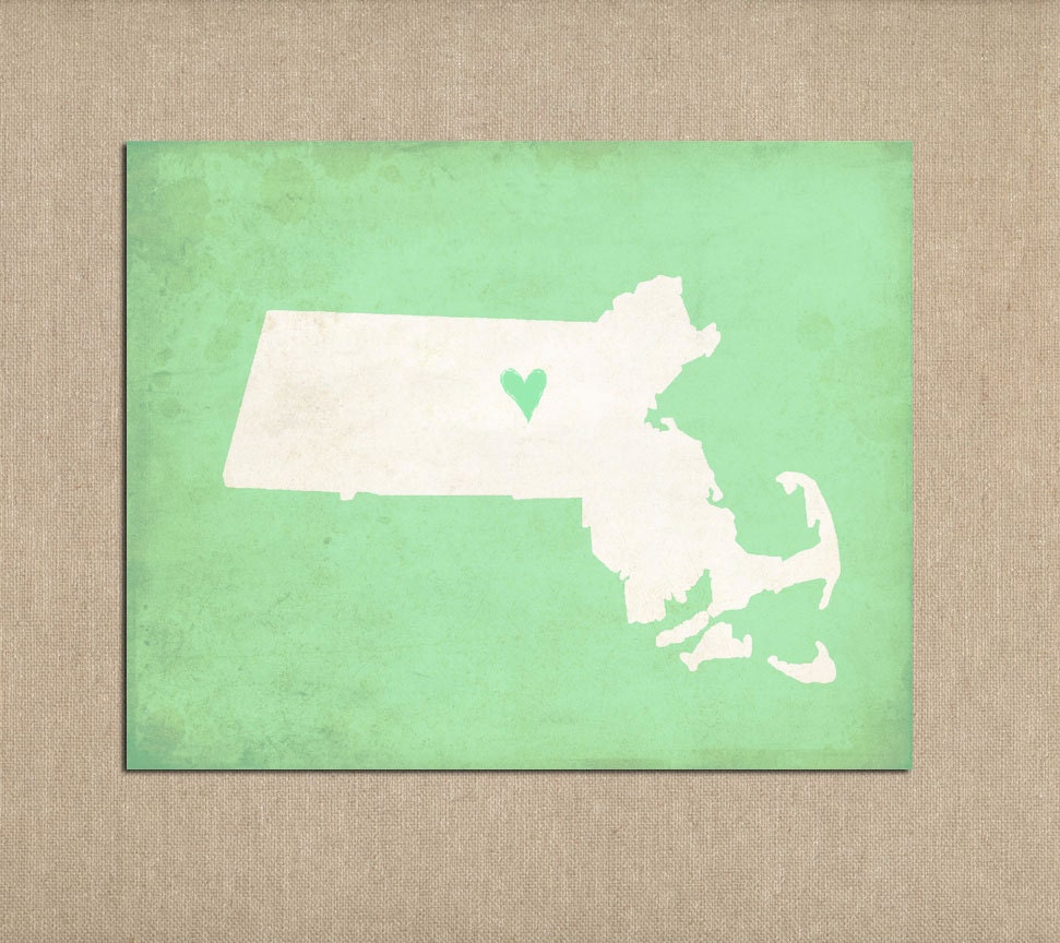 Massachusetts Silhouette State Map Customizable Art Print