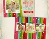 INSTANT DOWNLOAD - Christmas Card Photoshop template - Christmas Rainbow- E552