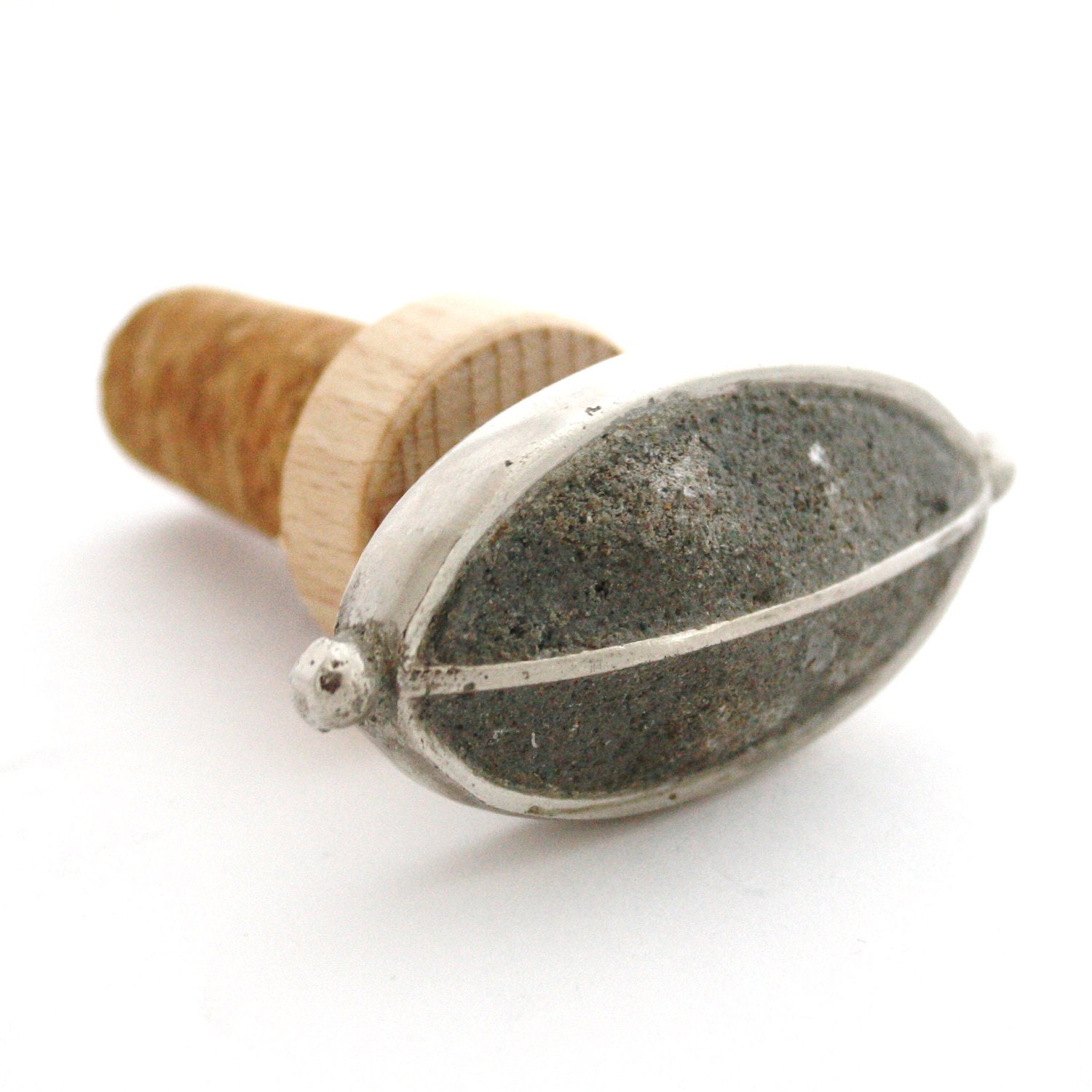 Wine Stopper- Sleek silver metal and terrazzo.  Luxe hostess gift, boho home decor. Ships in gift bag, Special Edition.