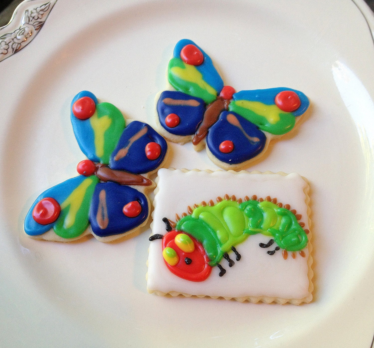 Caterpillar & Butterfly Iced Sugar Cookie Cut Outs Hungry Caterpillar Theme