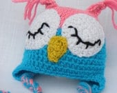 SALE Crochet Owl Hat - Baby Hat - Newborn - 3 months
