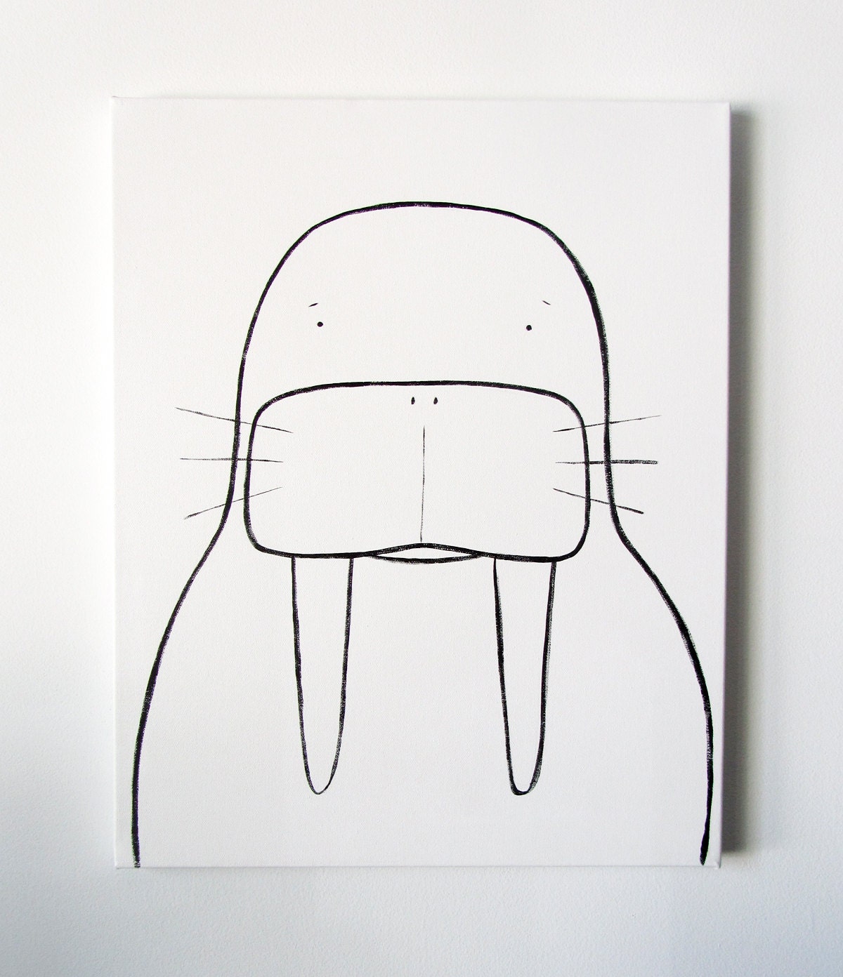 Modern Kids and Nursery Walrus Art Custom Original Painting - 16" x 20" on regular 3/4" depth canvas - The Walrus