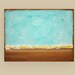 Aqua and Tan Original Beach Painting with Acrylics on Gallery Canvas Titled: SURF and SAND II 30x40x1.5" by Ora Birenbaum