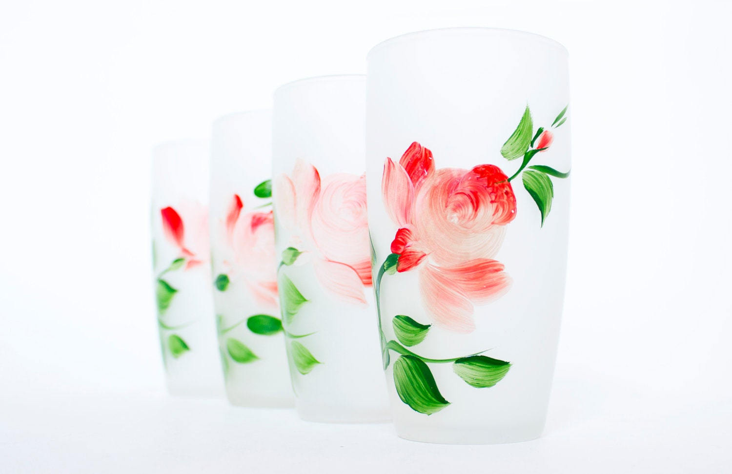 Vintage Frosted Glassware Set Mid Century Frosted Glassware Free Shipping