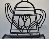 Vintage Wire Napkin Holder - Plastic Coated - Tea Kettle