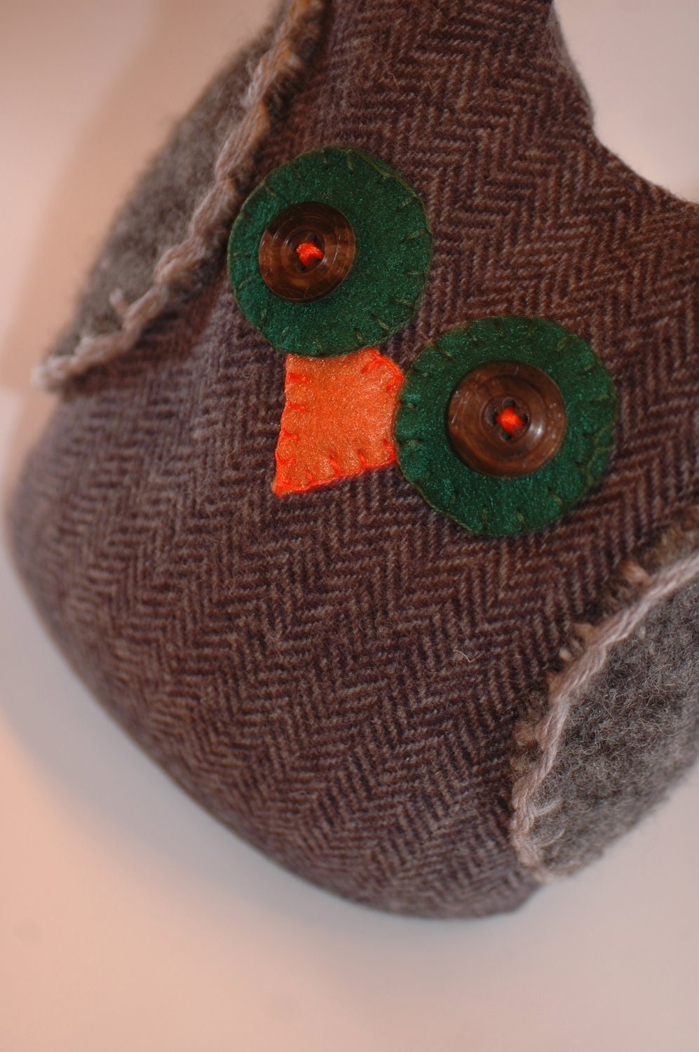Recycled Jacket  Owl Door Stopper