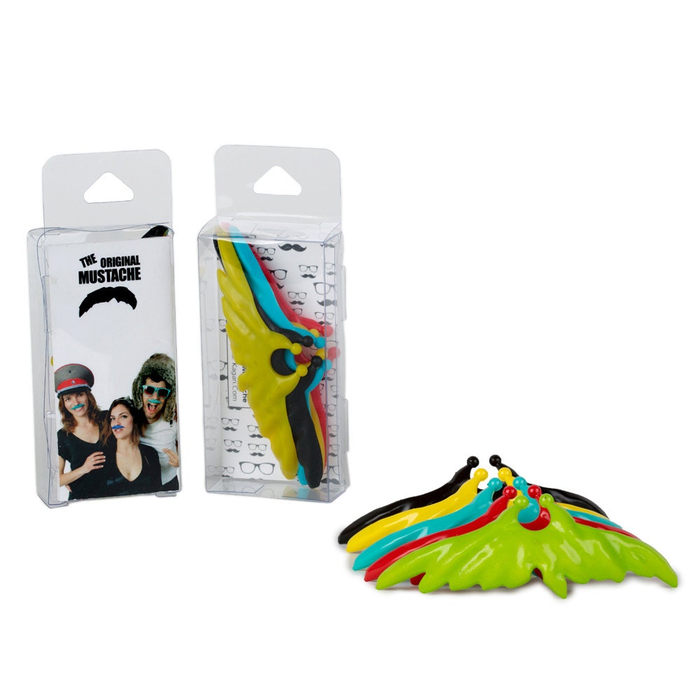 Mustache- Five pack- Rubber- Funny- costume- Halloween- Accessories- Gag gift