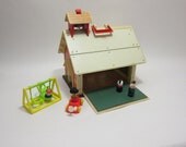 Fisher Price School House with Little people toy vintage 1970 toy