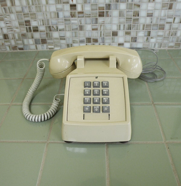 Light Beige Very Clean Push Button Telephone // ITT Phone 80s