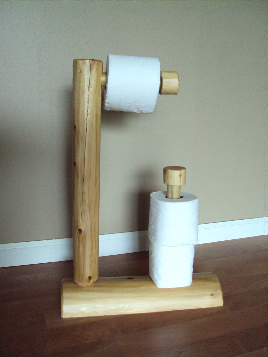 Rustic Log Toilet Paper Tree - Home Cabin Furniture Holder - Cedar Decor