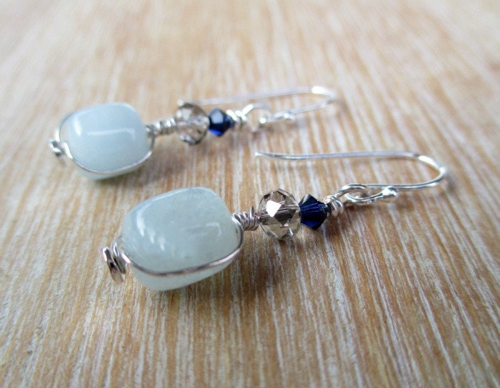 Dew Drop fine silver dangle earrings Under 30